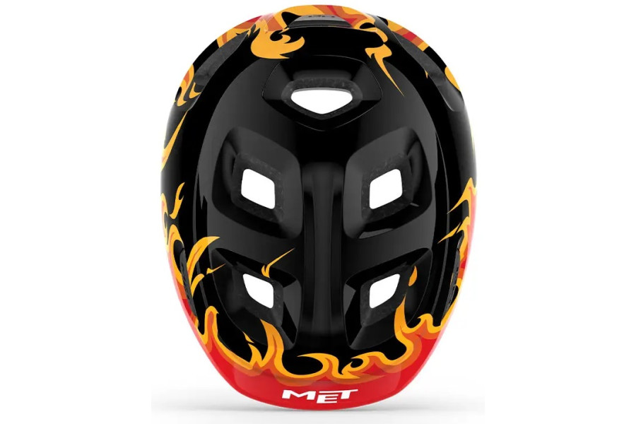 Детский шлем MET Hooray CE Black Flames Glossy