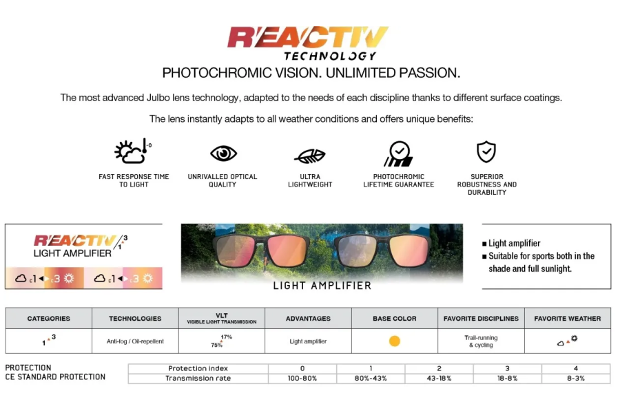Фотохромные очки Julbo DENSITY (REACTIV 1-3 LAGP) shiny translucent black/gray