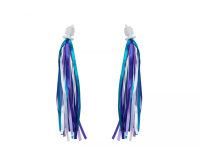 Прикраса на кермо Green Cycle GCS-551 блакитні з фіолетовим тканинні смужки, кріплення барендою